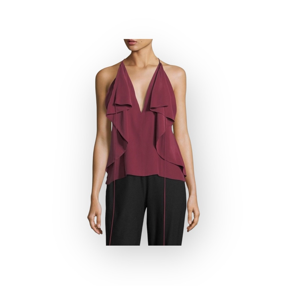 new Robert Rodriguez ✦ Chic Draped Overlay Strappy Silk Cami Top ✦ Wine 12 L XL - Picture 12 of 17